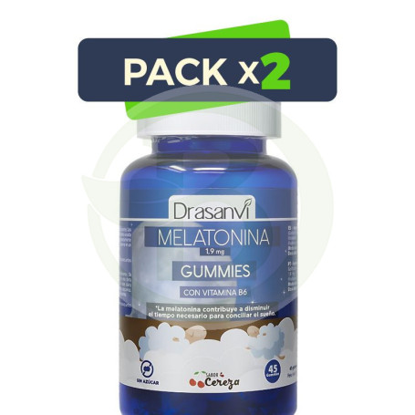 Pack 2x Melatonina 1,9 Mg + Vitamina B6 Cereza 45 Gominolas Drasanvi