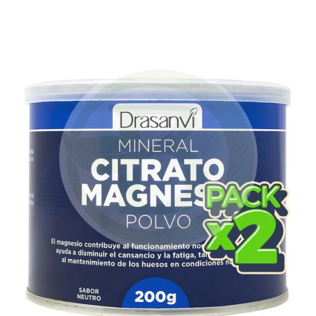 Pack 2x Mineral Citrato De Magnesio Polvo 200Gr Drasanvi