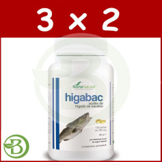 Pack 3x2 Huile de foie de morue 125 perles Soria Natural