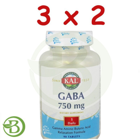 Pack 3x2 GABA 750Mg. 90 Comprimidos Kal