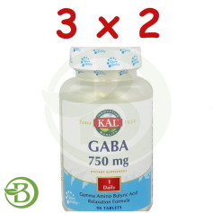 Pack 3x2 GABA 750Mg. 90 comprimés Kal