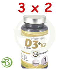 Pack 3x2 D3 + K2 Liposomé 2 500 Ui 60 Gélules Pinisan