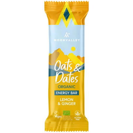 Barre biologique Moonvalley à l&#39;avoine, aux dattes, au citron et au gingembre 50 g
