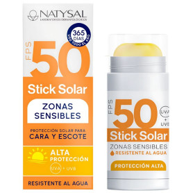 Stick solaire Natysal pour zones sensibles (visage et décolleté) SPF 50 14 g