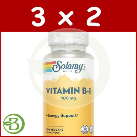 Pack 3x2 Vitamina B1 100Mg 100 Cápsulas Vegetales Solaray