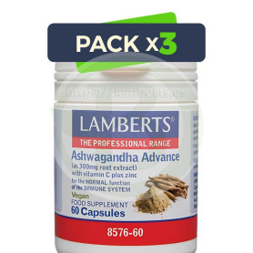 Pack 3x Ashwagandha Advance 60 Capsulas Lamberts