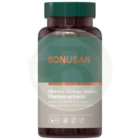 Millepertuis-Ginkgo-Ginseng 90 Gélules Végétales Bonusan