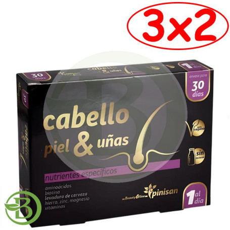 Pack 3x2 Cabello, Piel y Uñas Beautyline 30 Cápsulas Pinisan Pack 3x2 Cabello, Piel y Uñas Beautyline 30 Cápsulas Pinisan