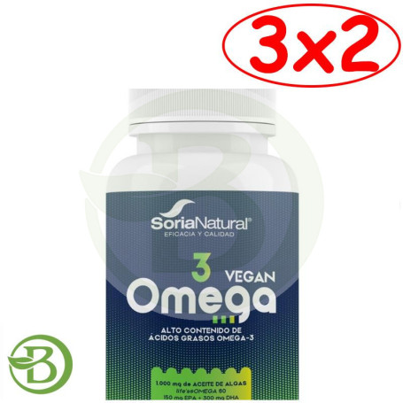 Pack 3x2 Omega-3 Vegano 60 Perlas Soria Natural