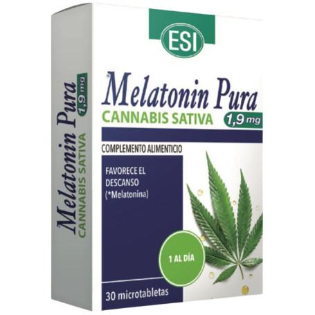 Mélatonine pure 1,9 mg avec cannabis 30 microcomprimés Esi Mélatonine pure 1,9 mg avec cannabis 30 microcomprimés Esi