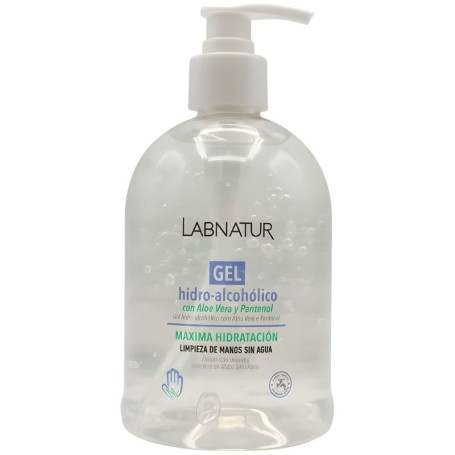 Gel hydroalcoolique Labnatur à l&#39;aloe vera, flacon-pompe de 500 ml