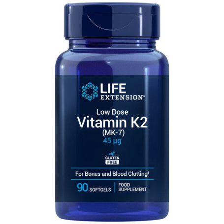 Vitamine K2 à faible dose (Mk-7) 45 mcg 90 perles Life Extension