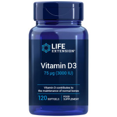 Vitamine D3 3000 UI 120 Perles Life Extension