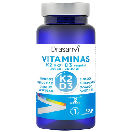 Vitamine K2+D3 60 comprimés Drasanvi