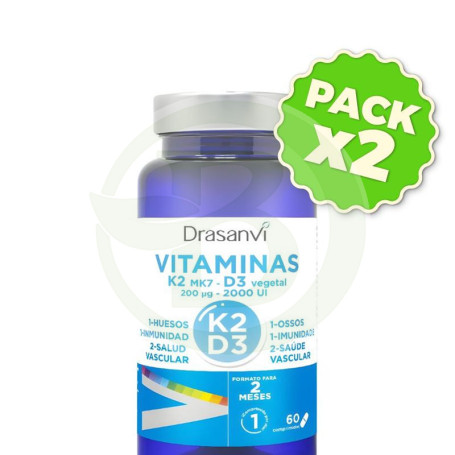 Pack 2x Vitamina K2+D3 60 Comprimidos Drasanvi