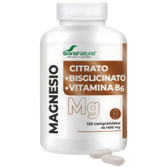 Citrate de magnésium + bisglycinate + vitamine B6 120 comprimés Soria Natural