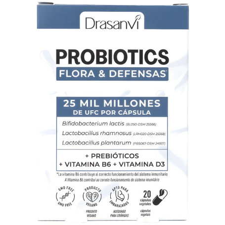Probiotiques Flora and Defenses 20 capsules Drasanvi
