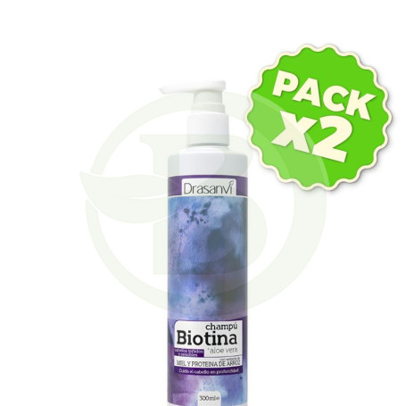 Pack 2x Champú De Biotina y Aloe Vera Cabello Teñido 300Ml Drasanvi