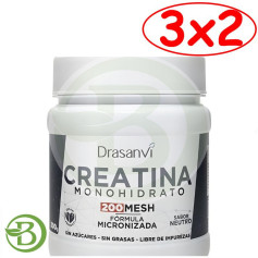 Pack 3x2 Créatine 200 Mesh Saveur Neutre 300G Drasanvi