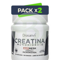 Pack 2x Créatine 200 Mesh Saveur Neutre 300G Drasanvi