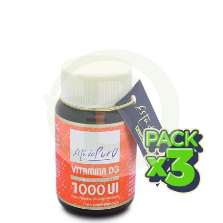 Pack 3x Vitamina D3 1000UI 100 Comprimidos Estado Puro