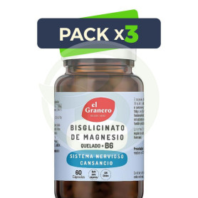 Pack 3x Bisglicinato De Magnesio + B6 60Capsulas Granero