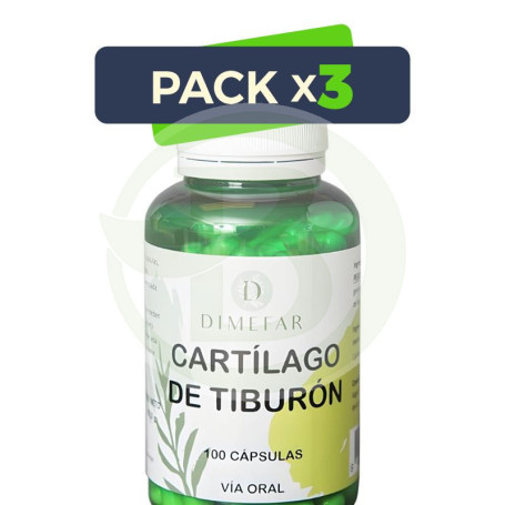 Pack 3x Cartilago De Tiburon 100 Capsulas Dimefar