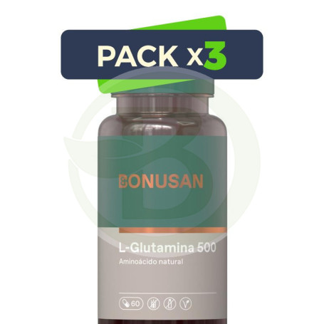 Pack 3x L-Glutamina 500Mg. 60 Cápsulas Bonusan