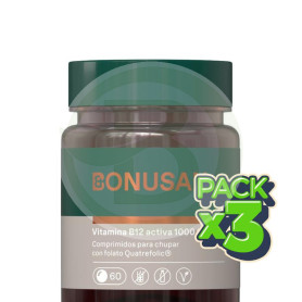 Pack 3x Vitamina B12 Activa 1000Mcg 60 Comprimidos Bonusan