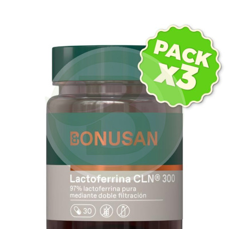 Pack 3x Lactoferrina Cln 300 30 Cápsulas Gastrorresistentes Bonusan