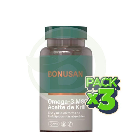Pack 3x Omega-3 Msc Aceite De Krill 120 Perlas Bonusan