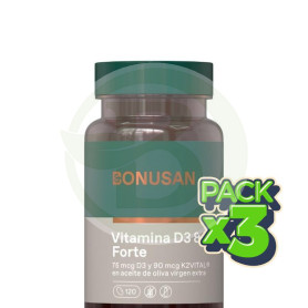 Pack 3x Vitamina D3 & K2 Forte 120 Perlas Bonusan
