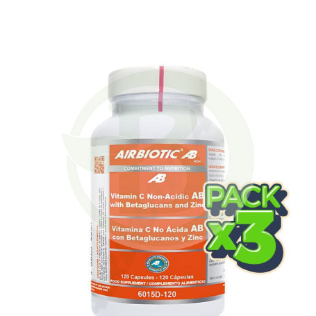Pack 3x Vit C No Acida Ab 120 Cápsulas Airbiotic