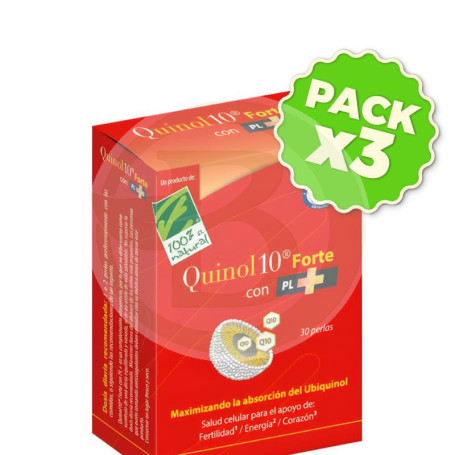 Pack 3x Quinol10 Forte con Pl+ 30 Perlas 100% Natural