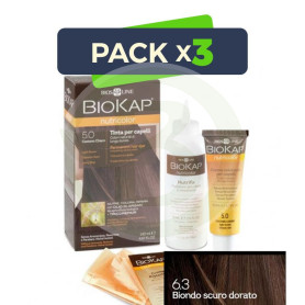 Pack 3x Tinte Nutricolor 6.3 Rubio Dorado Oscuro 140Ml. Biokap