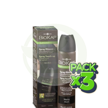 Pack 3x Spray Touch-Up Negro 75Ml. Biokap