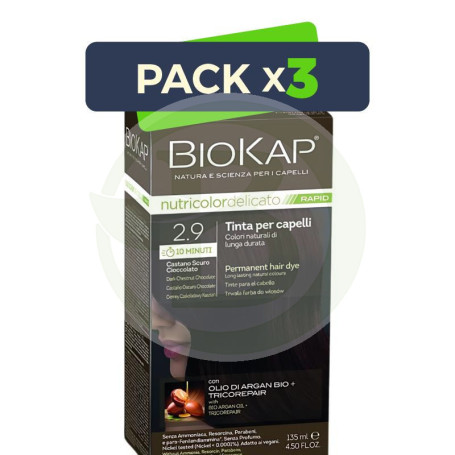 Pack 3x Rapid Delicato 2.90 Castaño Oscuro Chocolate 135 Ml Biokap
