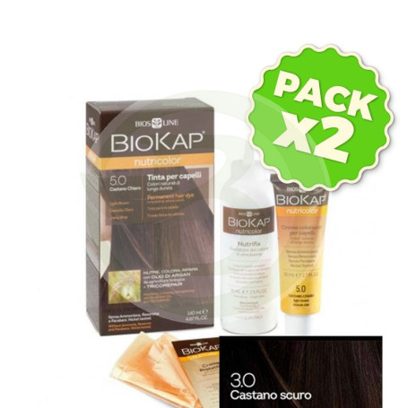 Pack 2x Tinte Nutricolor 3 Castaño Oscuro 140Ml. Biokap