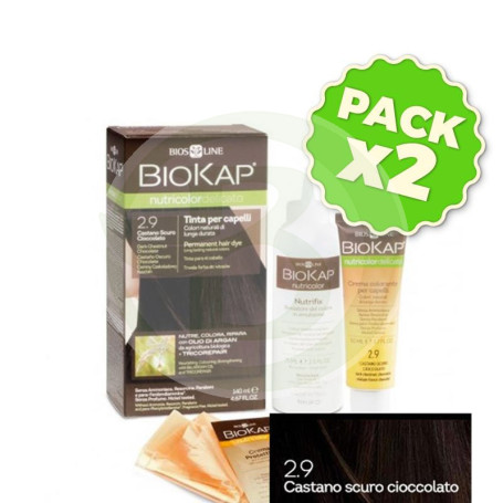 Pack 2x Tinte Nutricolor Delicato 2.9 Castaño Oscuro Chocolate 140Ml. Biokap