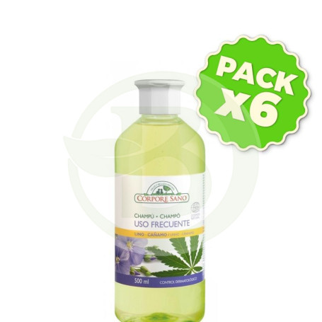 Pack 6x Champú Uso Frecuente (Lino-Cañamo) 500Ml. Corpore Sano