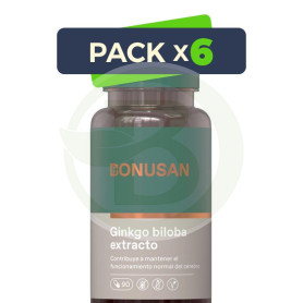 Pack 6x Ginkgo Biloba 90 Cápsulas Bonusan