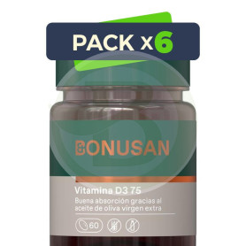 Pack 6x Vitamina D3 75Mcg/3000UI 60 Cápsulas Bonusan
