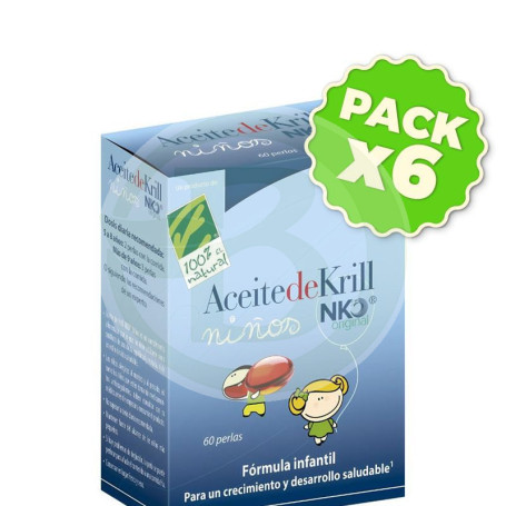 Pack 6x Aceite De Krill Niños 60 Perlas 300Mg. Cienporcien Natural