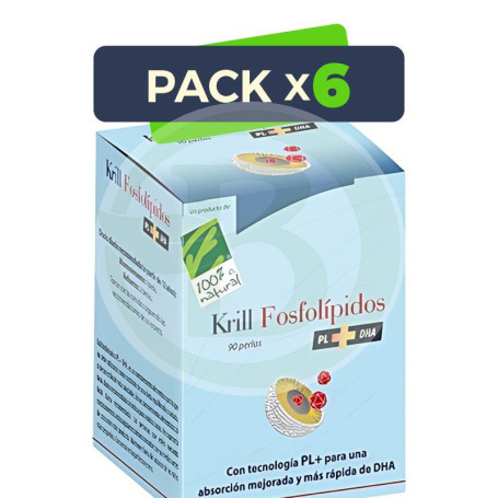 Pack 6x Krill Fosfolípidos Pl+Dha 90 Perlas 100% Natural