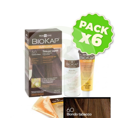 Pack 6x Tinte Nutricolor 6 Rubio Tabaco 140Ml. Biokap