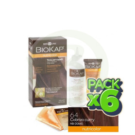 Pack 6x Tinte Nutricolor 6.40 Cobrizo Curry 140Ml. Biokap