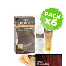 Pack 6x Tinte Nutricolor 6.66 Rojo Rubí 140Ml. Biokap