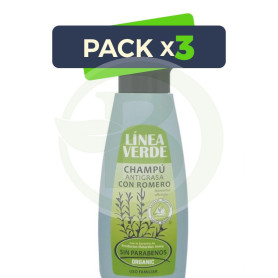 Pack 3x Champú Antigrasa con Romero 400Ml. Linea Verde