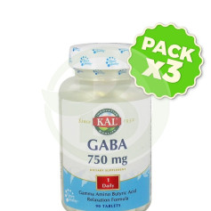 Pack 3x GABA 750mg 90 Comprimés Kal