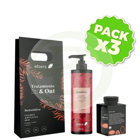 Pack 3x Estuche Tratamiento Capilar In & Out 30 Perlas+250Ml Ebers